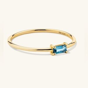 Mejuri Baguette Stacker Ring, London Blue Topaz, 14k Gold, Size 10